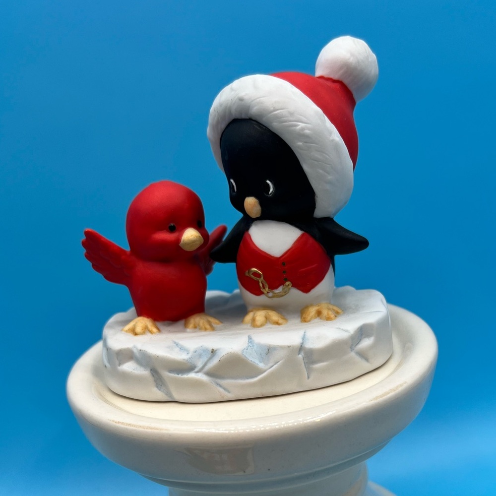 Penguin and Red Bird Enesco Figure 1985 Cute-N-Cool Ruth Morehead